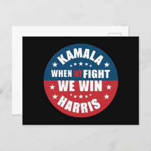 When We Fight We Win 2024 Kamala Harris USA  Postcard