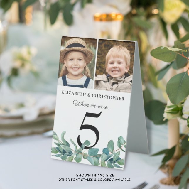 When We Were Age 2 Photos Wedding Table # Sign (Creator Uploaded)
