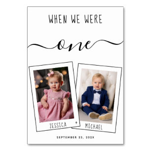 When We Were Age Kids Photos Simple Script Wedding Table Number