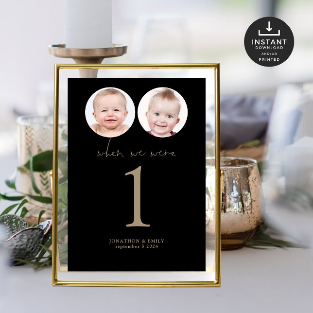 When We Were Age Photo Wedding Table No Black Gold Card (Creator Uploaded)