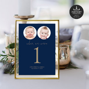 When We Were Age Photos Wedding Table No Navy Gold Invitation