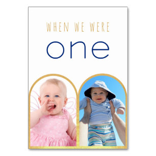 When We Were One Photo Gold Arch  Modern Wedding  Table Number