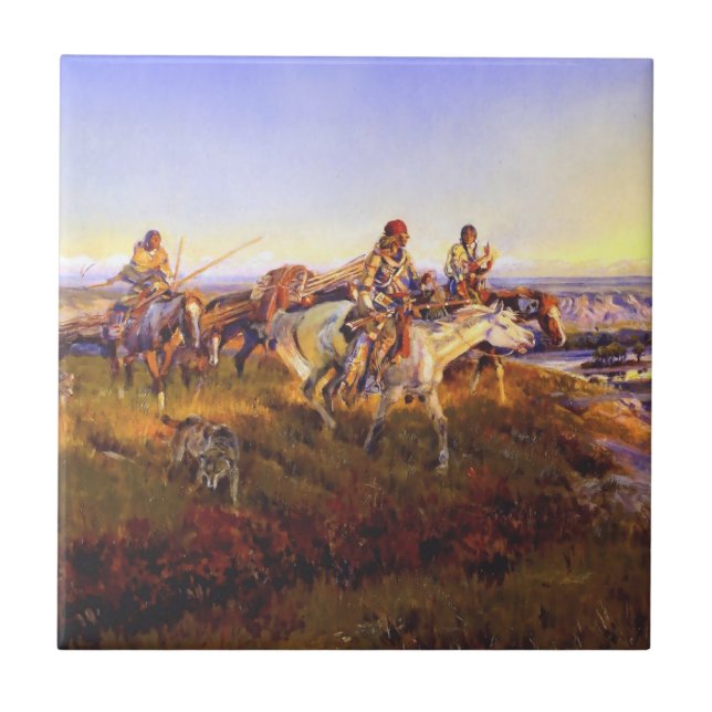 “When White Men Turn Red” by Charles M Russell Tile (Front)