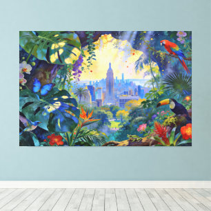 When Wildlife Watches Manhattan – A Cityscape Canvas Print