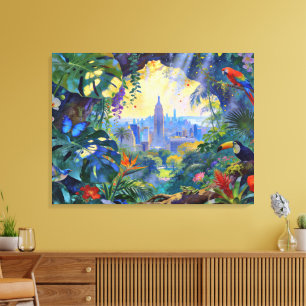 When Wildlife Watches Manhattan – A Cityscape Canvas Print