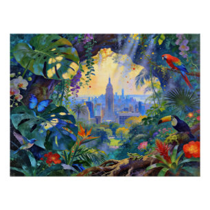 When Wildlife Watches Manhattan – A Cityscape Poster