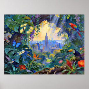 When Wildlife Watches Manhattan – A Cityscape Poster