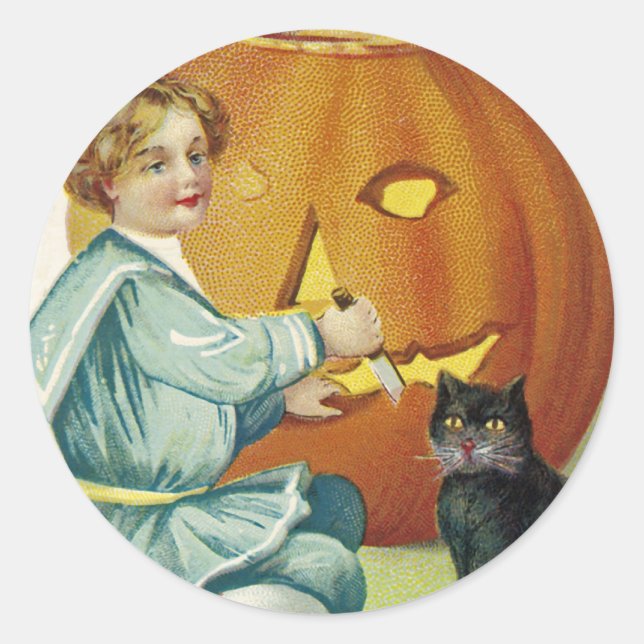 When Witches Abound at Halloween Classic Round Sticker (Front)