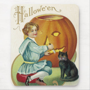 When Witches Abound at Halloween Mouse Mat