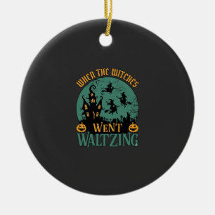 When Witches Went Waltzing Halloween Haunted House Ceramic Tree Decoration