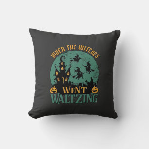 When Witches Went Waltzing Halloween Haunted House Cushion