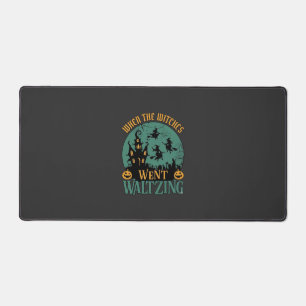 When Witches Went Waltzing Halloween Haunted House Desk Mat