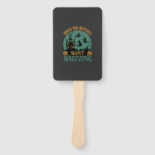 When Witches Went Waltzing Halloween Haunted House Hand Fan