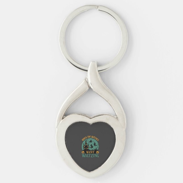When Witches Went Waltzing Halloween Haunted House Key Ring (Front)
