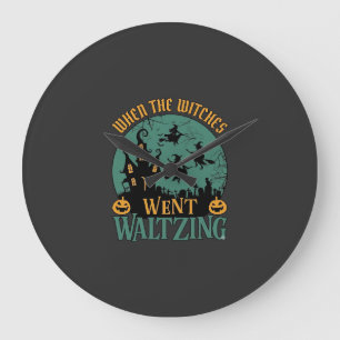 When Witches Went Waltzing Halloween Haunted House Large Clock