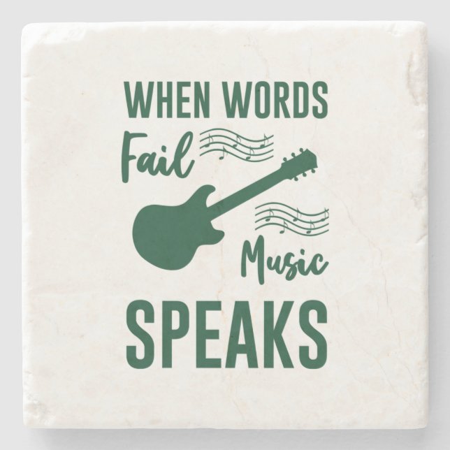 When Words Fail Music Speak Stone Coaster (Front)