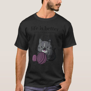 When You Are Knitting  Black Tuxedo Cat yarn T-Shirt