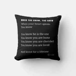 When you know, your heart speaks love poem  cushion