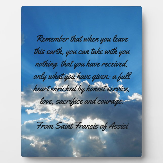 When You Leave Plaque (Front)