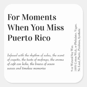 When You Miss Puerto Rico Candle Label