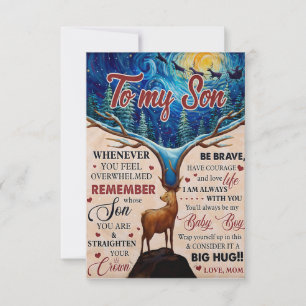 Whenever U Feel Overwhelmed Deer Mum To Son Thank You Card