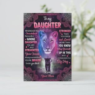 Whenever U Feel Overwhelmed Lion Mum To Daughter  Thank You Card