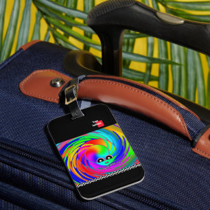 Where Am I?  Add Your Initials Black  Luggage Tag