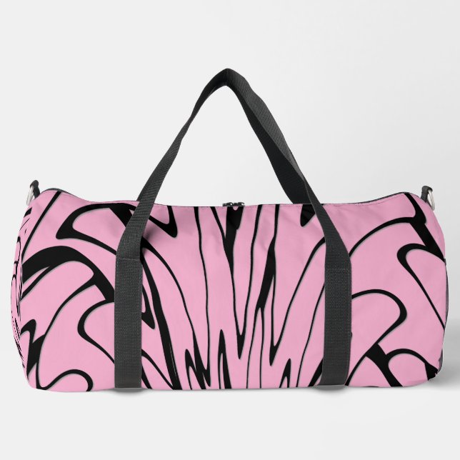 Where Art Meets Thought Black and Pink  Duffle Bag (Front)