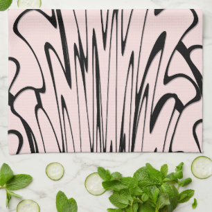 Where Art Meets Thought Black and Pink Tea Towel