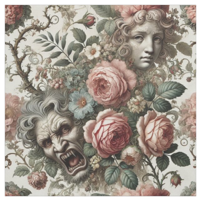 Where Baroque Fangs Find Homes – Statement Tile Fabric (Swatch)