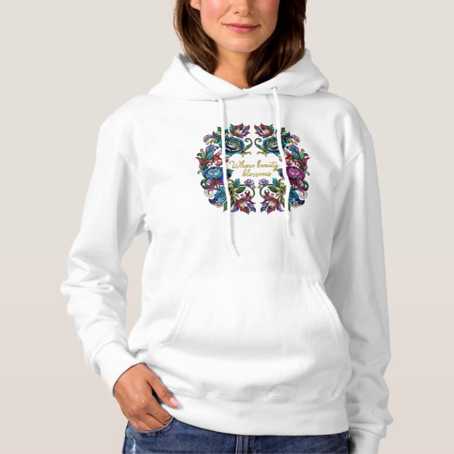 Where Beauty Blossoms – Floral Art Hoodie (Front)