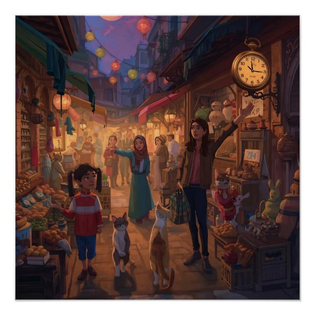 Where Cats Wander and Lanterns Glow Poster (Front)