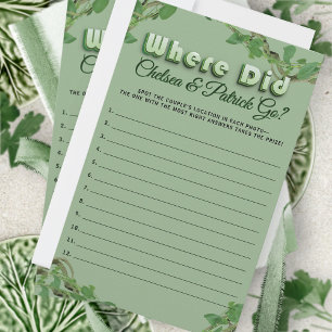 Where Did They Go Greenery Bridal Guessing Game 