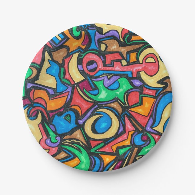 Where Did You Hide The Candy-Abstract Art Paper Plate (Front)