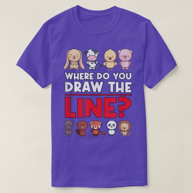 Where Do You Draw The Line Vegetable Vegetarian Fu T-Shirt (Design Front)