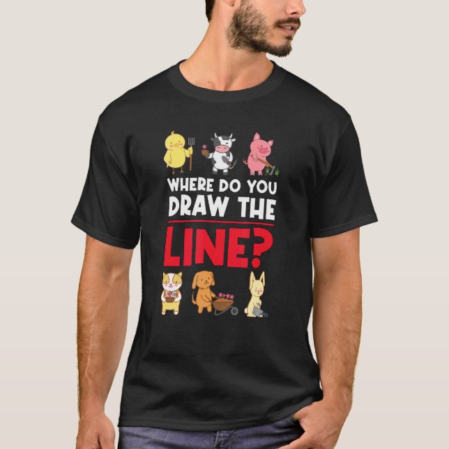Where Do You Draw The Line Vegetable Vegetarian  V T-Shirt (Front)