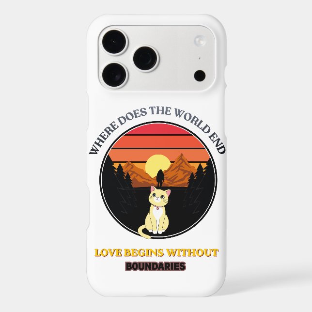 Where Does The World End | Cute Cat Retro Sunset T (Back)