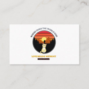 Where Does The World End   Cute Cat Retro Sunset T Business Card