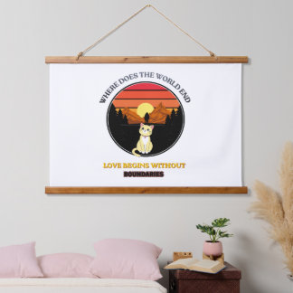 Where Does The World End | Cute Cat Retro Sunset T Hanging Tapestry
