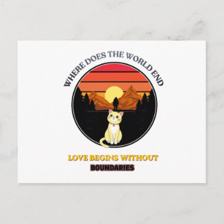 Where Does The World End | Cute Cat Retro Sunset T Postcard