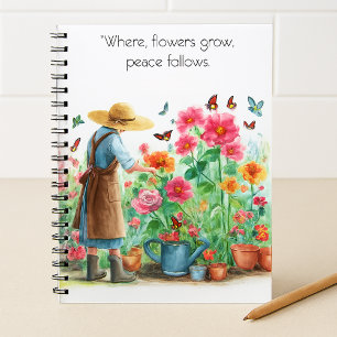 Where Flowers Grow Peace Follows Inspirational Notebook