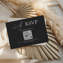 Where Forever Begins Black Wedding RSVP Cards