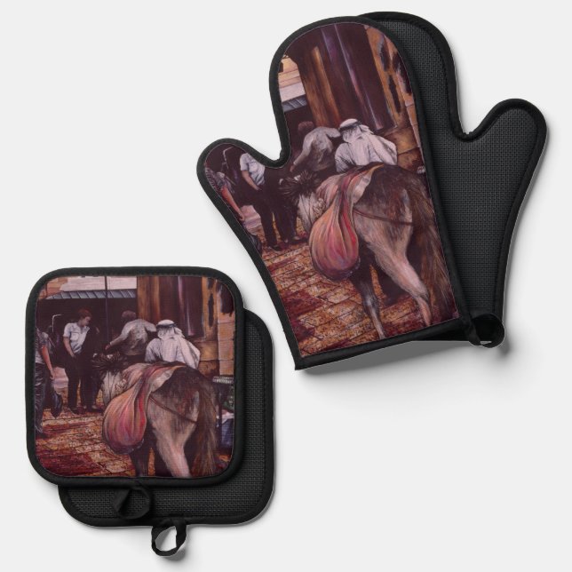 Where Generations Meet, Old Jerusalem Oven Mitt & Pot Holder Set (Front/Back)