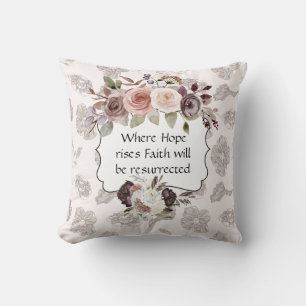 Where Hope Rises Floral Boho Watercolor Pillow
