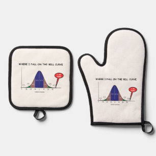 Where I Fall On The Bell Curve I Am Here Stats Oven Mitt & Pot Holder Set