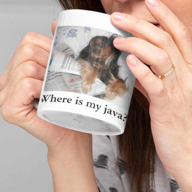 Where is my java? Cavalier King Charles Spaniel Coffee Mug (Start your day with a smile! This hilarious mug captures the playful antics of this dog!)