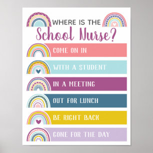 Where is School Nurse Office Door Sign Rainbow
