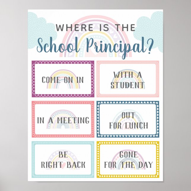 Where is School Principal Office Door Sign Rainbow (Front)