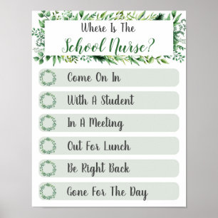 Where is the School Nurse Office Door Sign