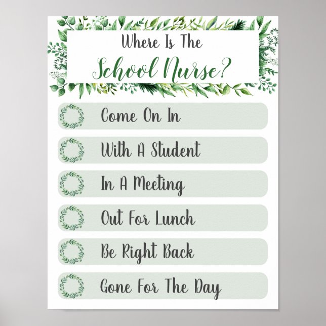 Where is the School Nurse Office Door Sign (Front)